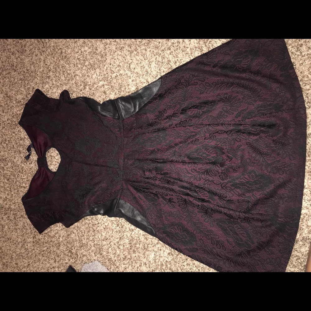 Red and black lace dress